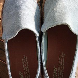 Toms Light Blue Canvas Deck Shoes Size 7 Excellent Condition